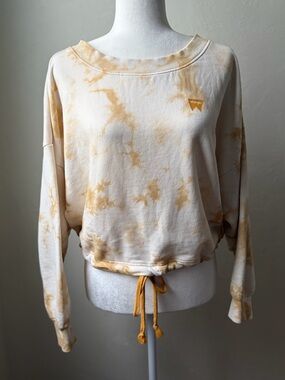 Wrangler Tie Dye Cropped Sweatshirt Drawstring Hem Oversized Fit Small